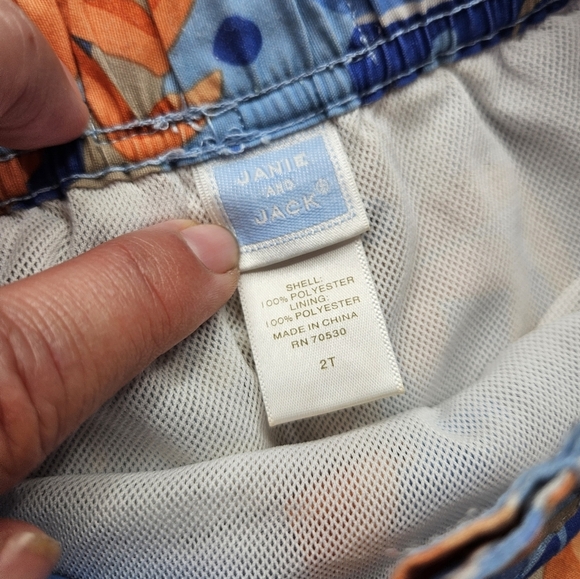 Janie And Jack Boy's 2T Swim Trunks Mesh Lined Crab Prints - Picture 3 of 6